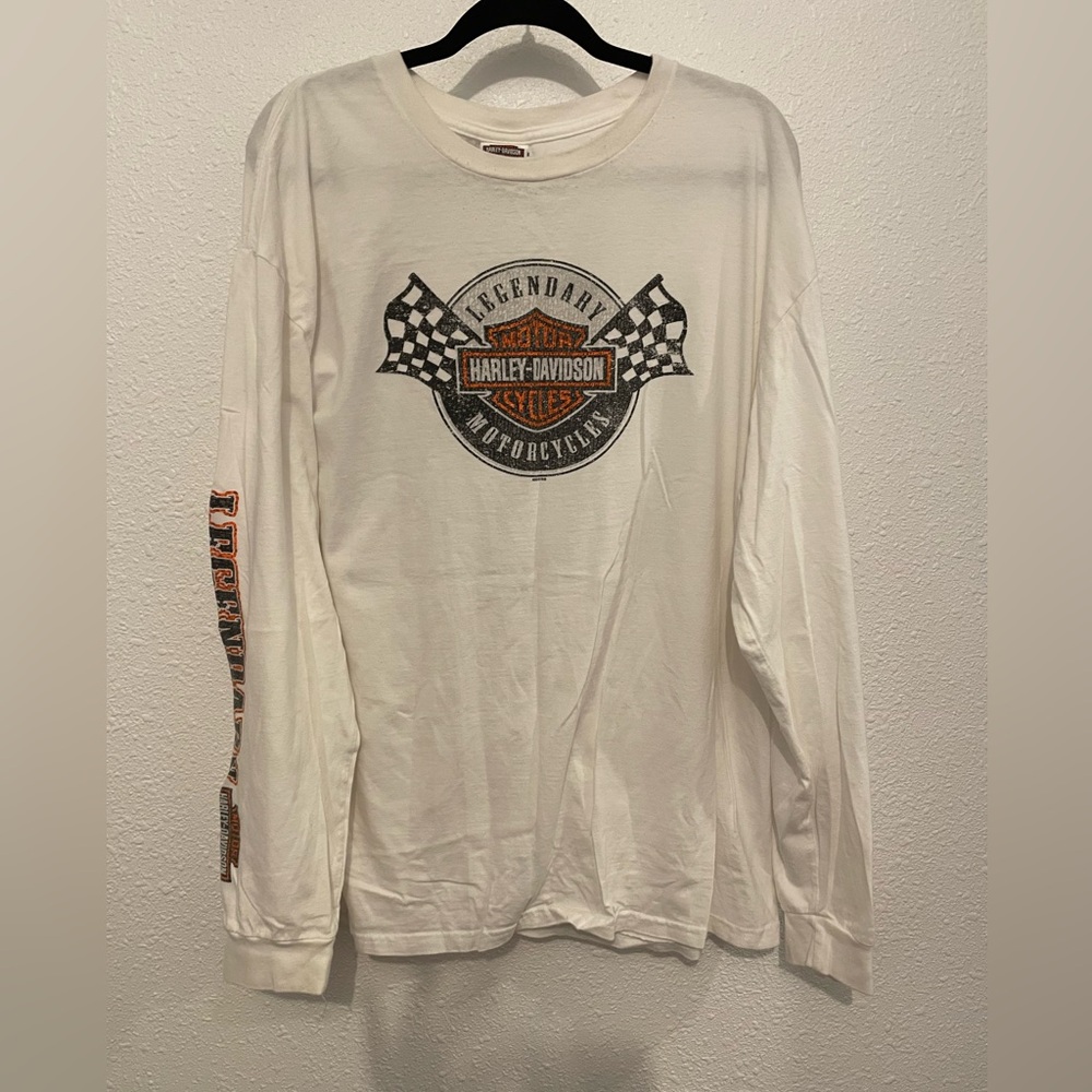 Harley Davidson Motorcycles Legendary T Shirt 2XL White Long Sleeve Men Orlando